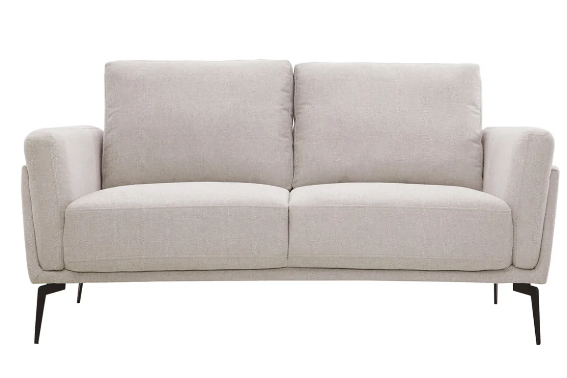 Fashion Miliboo Sofá moderno 2 plazas de tejido efecto aterciopelado texturizado beige MOSCO