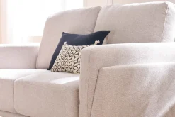 Fashion Miliboo Sofá moderno 2 plazas de tejido efecto aterciopelado texturizado beige MOSCO