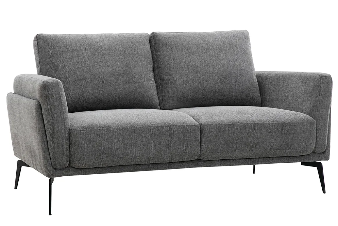Fashion Miliboo Sofá moderno 2 plazas de tejido efecto aterciopelado texturizado gris MOSCO