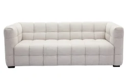 Shop Miliboo Sofá moderno 3 plazas de tejido efecto aterciopelado texturizado beige CORTO