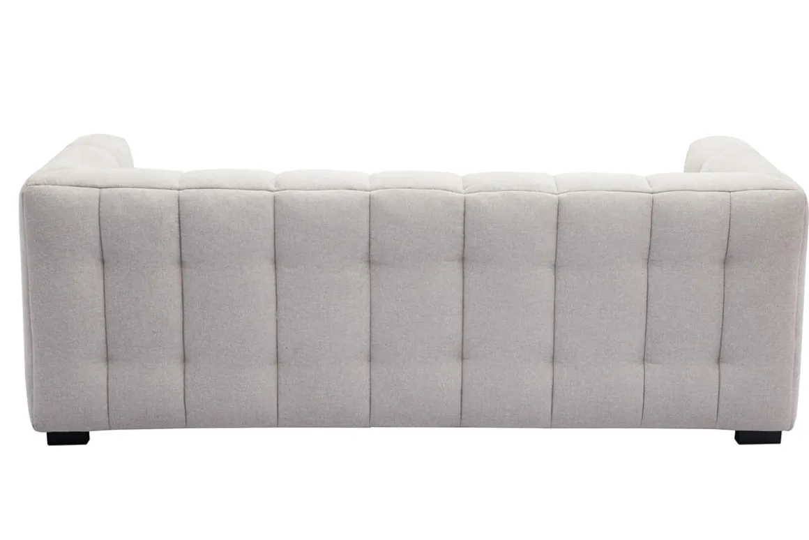 Shop Miliboo Sofá moderno 3 plazas de tejido efecto aterciopelado texturizado beige CORTO