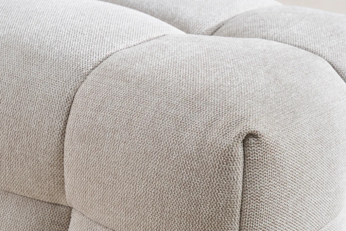 Cheap Miliboo Sofá moderno 3 plazas y reposapiés de tejido efecto aterciopelado texturizado beige CORTO