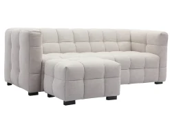 Cheap Miliboo Sofá moderno 3 plazas y reposapiés de tejido efecto aterciopelado texturizado beige CORTO