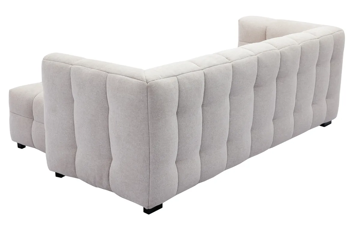 Cheap Miliboo Sofá moderno 3 plazas y reposapiés de tejido efecto aterciopelado texturizado beige CORTO