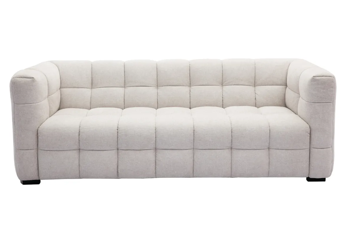 Cheap Miliboo Sofá moderno 3 plazas y reposapiés de tejido efecto aterciopelado texturizado beige CORTO