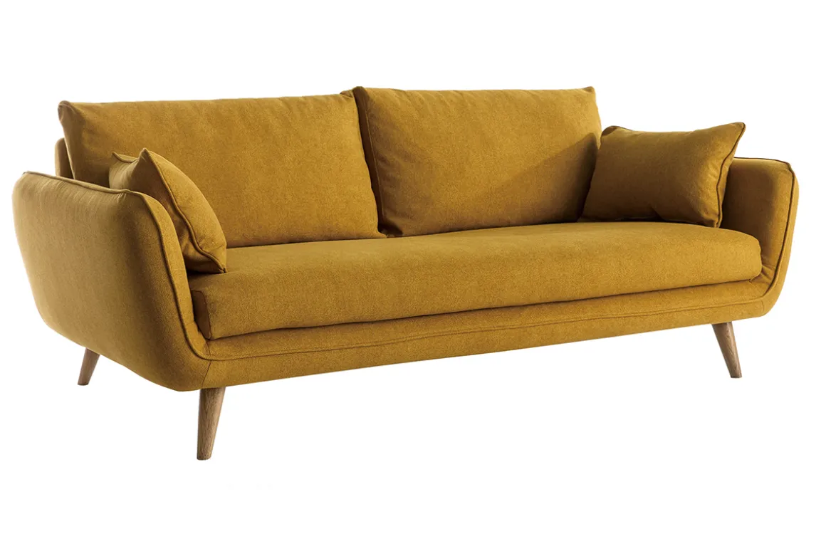 Flash Sale Miliboo Sofá nórdico 3 plazas amarillo mostaza CREEP