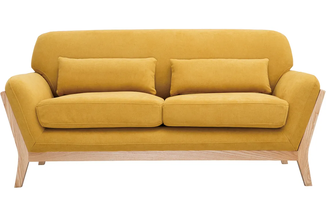Discount Miliboo Sofá nórdico 2 plazas amarillo mostaza YOKO