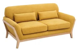 Discount Miliboo Sofá nórdico 2 plazas amarillo mostaza YOKO