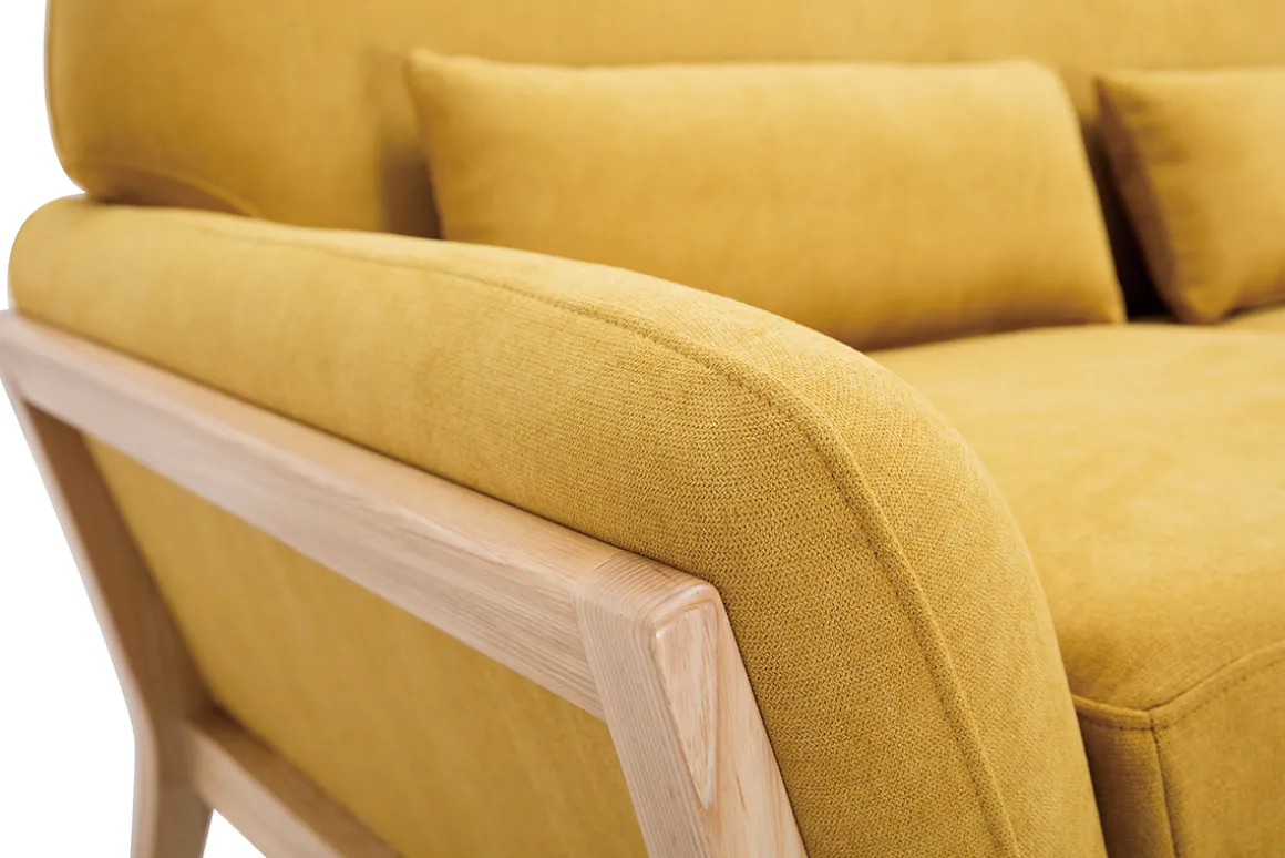 Discount Miliboo Sofá nórdico 2 plazas amarillo mostaza YOKO