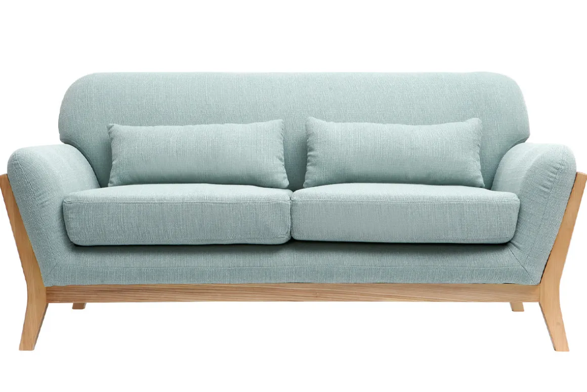 Flash Sale Miliboo Sofá nórdico 2 plazas azul claro patas madera YOKO