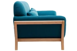 Store Miliboo Sofá nórdico 3 plazas azul petróleo patas madera YOKO