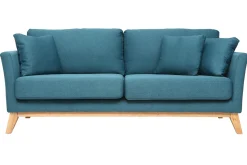 Best Sale Miliboo Sofá nórdico 3 plazas azul petroleo desenfundable patas madera OSLO