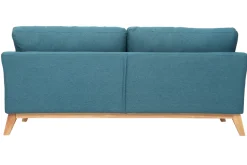 Best Sale Miliboo Sofá nórdico 3 plazas azul petroleo desenfundable patas madera OSLO