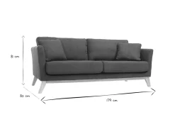 Best Sale Miliboo Sofá nórdico 3 plazas azul petroleo desenfundable patas madera OSLO