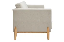 Flash Sale Miliboo Sofá nórdico 4 plazas de tejido efecto aterciopelado texturizado beige y madera clara SINDRO