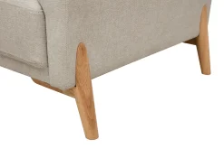Flash Sale Miliboo Sofá nórdico 4 plazas de tejido efecto aterciopelado texturizado beige y madera clara SINDRO