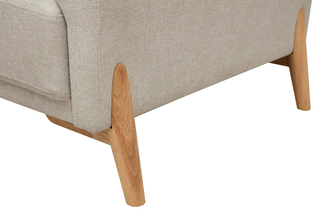 Flash Sale Miliboo Sofá nórdico 4 plazas de tejido efecto aterciopelado texturizado beige y madera clara SINDRO