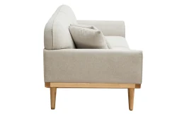 Best Miliboo Sofá nórdico 3 plazas de tejido efecto aterciopelado texturizado beige y madera clara FREEMA