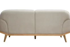 Best Miliboo Sofá nórdico 3 plazas de tejido efecto aterciopelado texturizado beige y madera clara FREEMA
