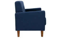 Online Miliboo Sofá nórdico 2 plazas de tejido azul oscuro y madera oscura MOON