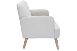 Clearance Miliboo Sofá nórdico 2 plazas de tejido efecto aterciopelado texturizado beige y madera clara ISKO