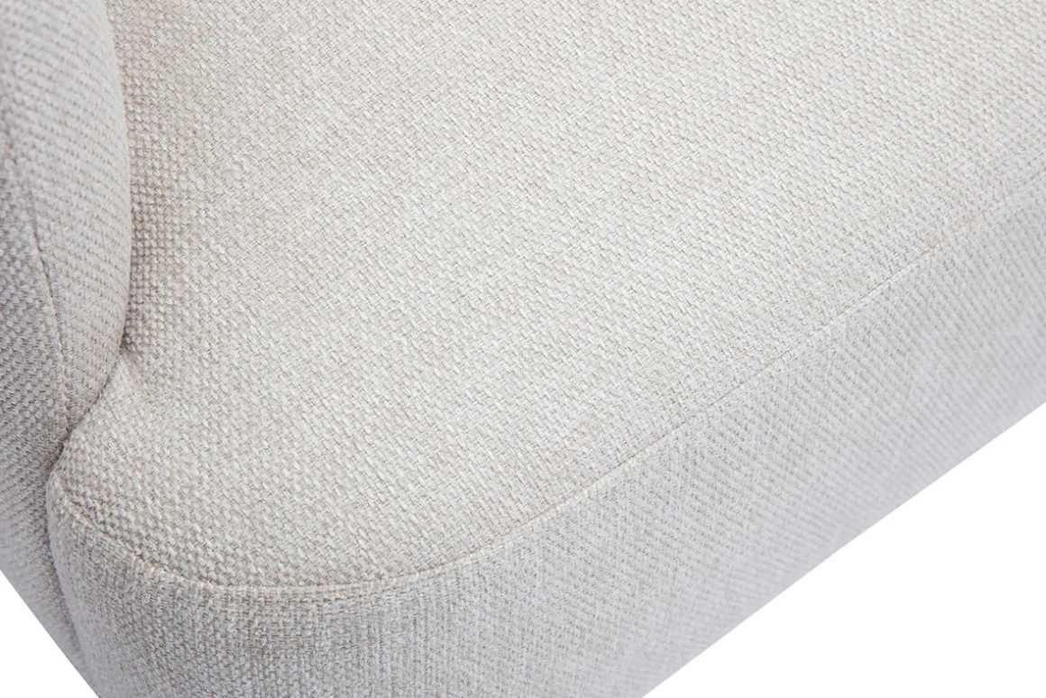 Clearance Miliboo Sofá nórdico 2 plazas de tejido efecto aterciopelado texturizado beige y madera clara ISKO