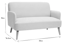 Clearance Miliboo Sofá nórdico 2 plazas de tejido efecto aterciopelado texturizado beige y madera clara ISKO