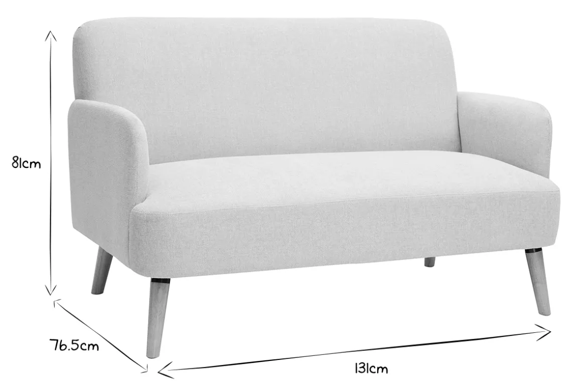 Clearance Miliboo Sofá nórdico 2 plazas de tejido efecto aterciopelado texturizado beige y madera clara ISKO
