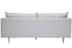 New Miliboo Sofá nórdico 3 plazas de tejido efecto aterciopelado texturizado beige y madera clara CLAYTON