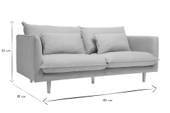 New Miliboo Sofá nórdico 3 plazas de tejido efecto aterciopelado texturizado beige y madera clara CLAYTON