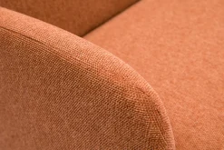 Shop Miliboo Sofá nórdico 2 plazas de tejido efecto aterciopelado texturizado terracota y madera clara ISKO