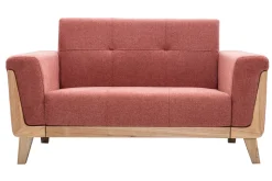 Cheap Miliboo Sofá nórdico 2 plazas de tela terracota y madera clara FJORD