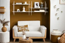 Cheap Miliboo Sofá nórdico 2 plazas de tela terracota y madera clara FJORD