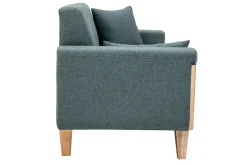 Best Sale Miliboo Sofá nórdico 3 plazas de tela verde grisáceo y madera clara FJORD