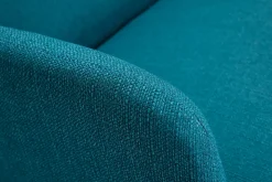 Cheap Miliboo Sofá nórdico 2 plazas de tela azul petróleo y madera clara ISKO