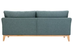 Shop Miliboo Sofá nórdico 3 plazas de tela verde grisáceo y madera clara OSLO