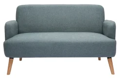 Flash Sale Miliboo Sofá nórdico 2 plazas de tela verde grisáceo y madera clara ISKO