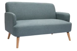 Flash Sale Miliboo Sofá nórdico 2 plazas de tela verde grisáceo y madera clara ISKO