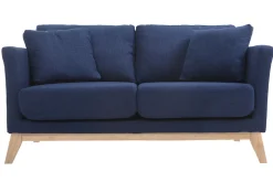 Cheap Miliboo Sofá nórdico 2 plazas desenfundable azul oscuro y patas madera clara OSLO