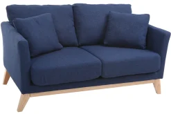 Cheap Miliboo Sofá nórdico 2 plazas desenfundable azul oscuro y patas madera clara OSLO