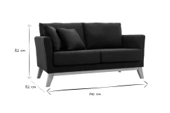 Clearance Miliboo Sofá nórdico 2 plazas desenfundable gris oscuro y patas madera clara OSLO