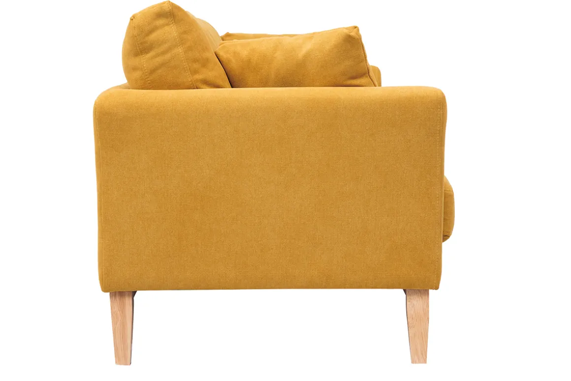 Outlet Miliboo Sofá nórdico 3 plazas desenfundable efecto terciopelo amarillo mostaza OSLO