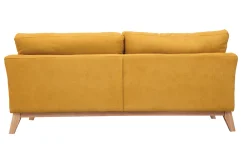 Outlet Miliboo Sofá nórdico 3 plazas desenfundable efecto terciopelo amarillo mostaza OSLO