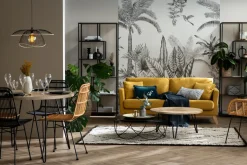 Outlet Miliboo Sofá nórdico 3 plazas desenfundable efecto terciopelo amarillo mostaza OSLO