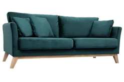 Best Sale Miliboo Sofá nórdico 3 plazas desenfundable terciopelo azul terciopelo OSLO