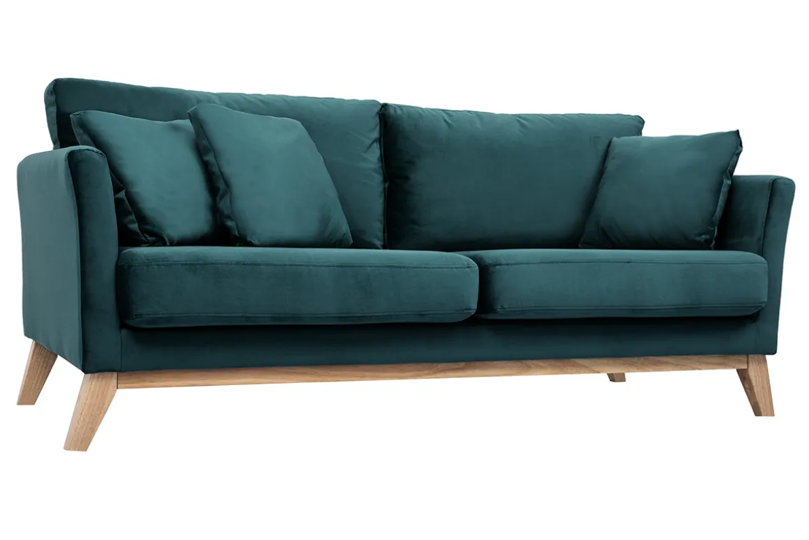 Best Sale Miliboo Sofá nórdico 3 plazas desenfundable terciopelo azul terciopelo OSLO