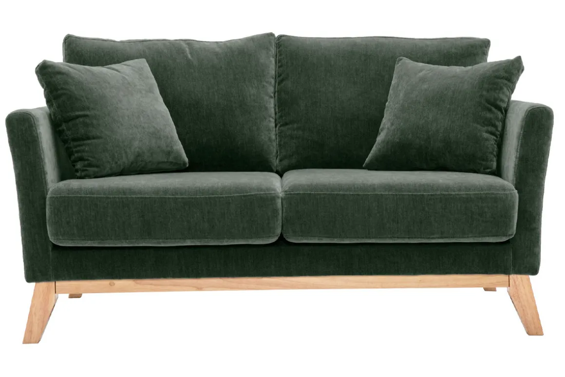 Best Sale Miliboo Sofá nórdico 2 plazas desenfundable terciopelo kaki OSLO