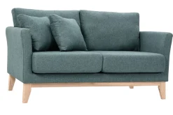 Sale Miliboo Sofá nórdico 2 plazas desenfundable de tela efecto aterciopelado verde grisáceo y madera clara OSLO