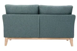 Sale Miliboo Sofá nórdico 2 plazas desenfundable de tela efecto aterciopelado verde grisáceo y madera clara OSLO