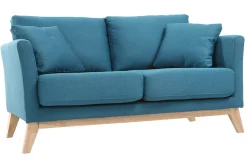 Sale Miliboo Sofá nórdico 2 plazas desenfundable azul petróleo y patas madera clara OSLO